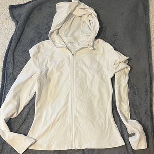 Aritzia TNA Action Hooded White Zip Up